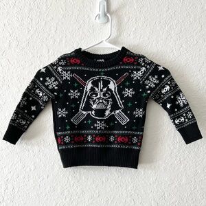 Star Wars Darth Vader Christmas Holiday Black Knit Sweater Kids Size 2T